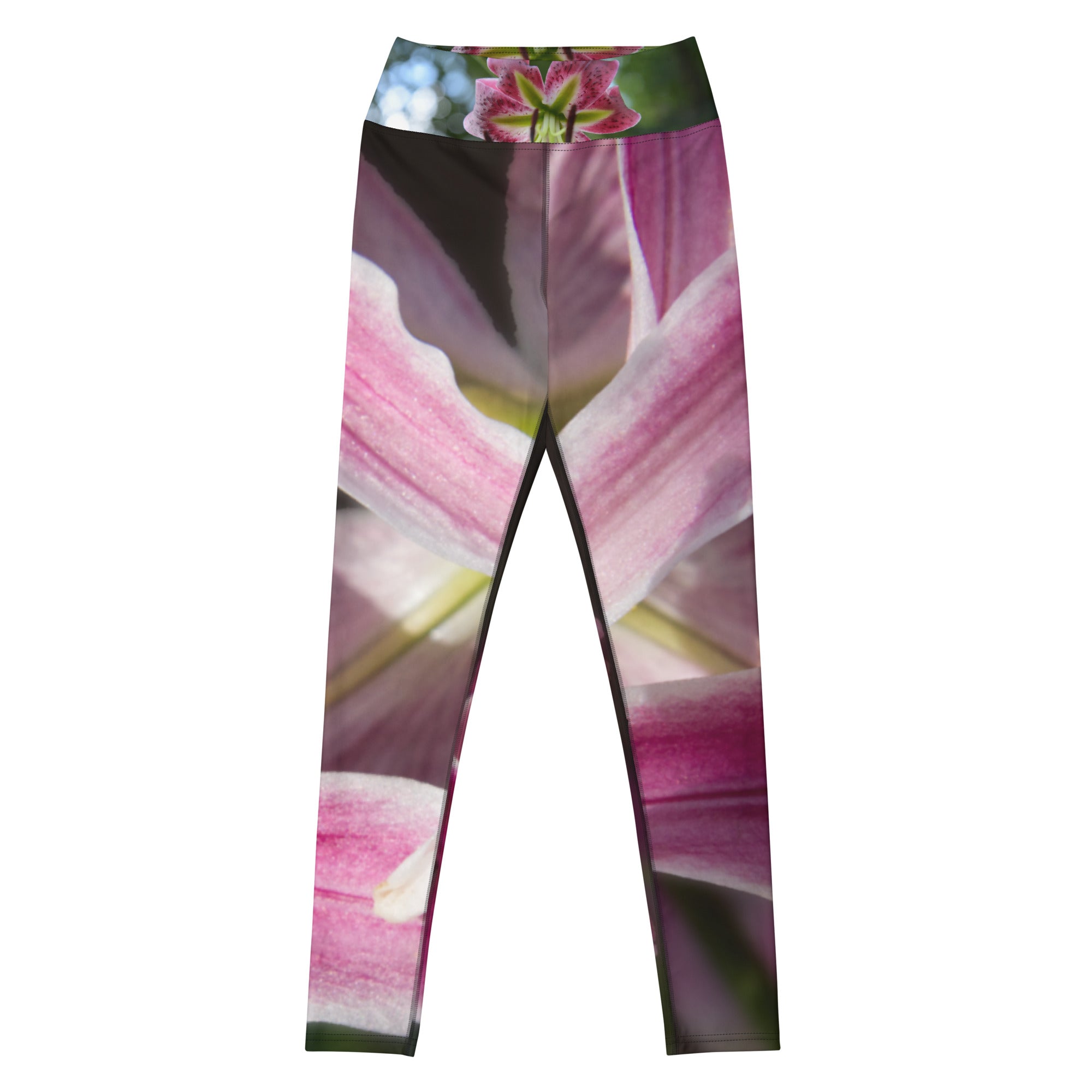 Apana Women's Pink Floral Print Yoga Lifestyle Extended Waistband