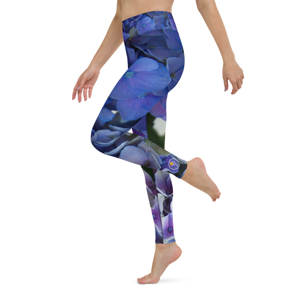 T-PARTY INDIGO BLUE Mineral Wash Fold Over Waist Angel Wing Yoga