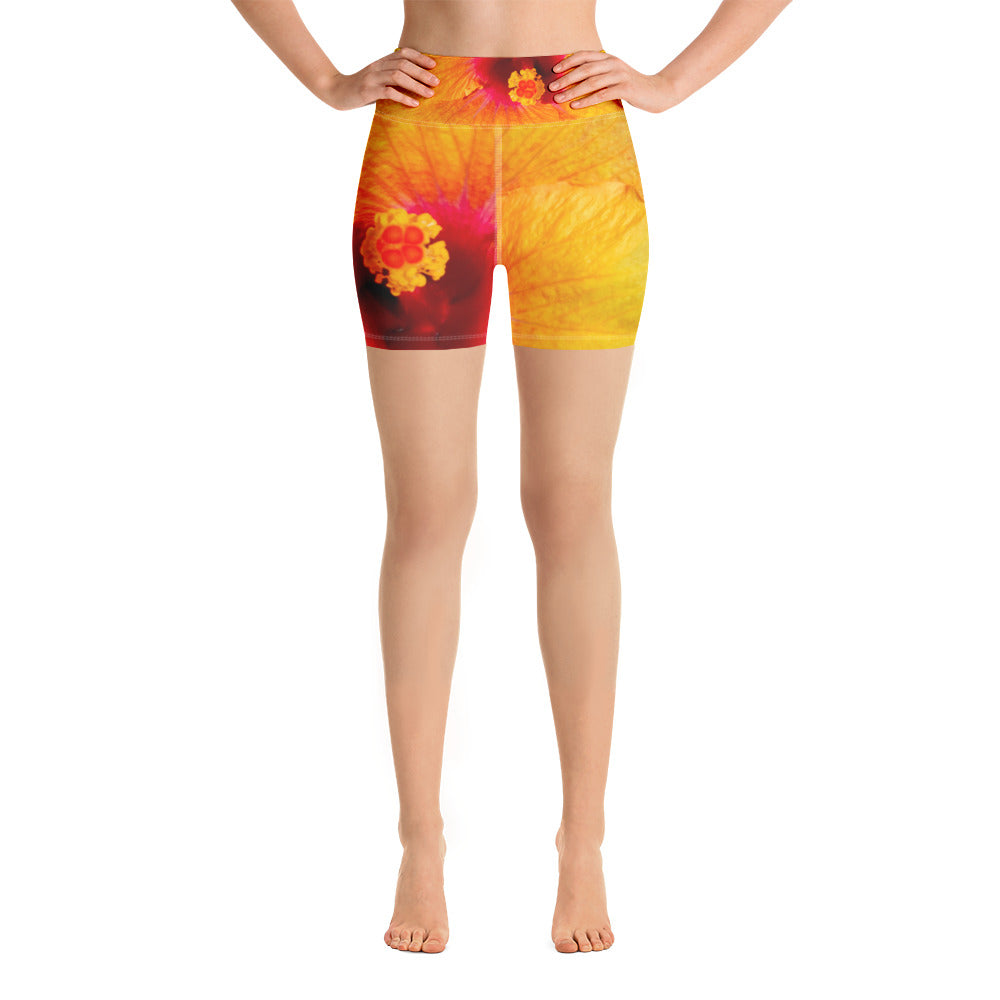 Hibiscus Sunrise Yoga Shorts