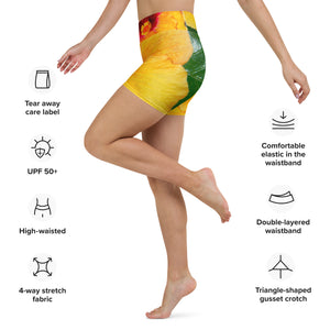 Hibiscus Sunrise Yoga Shorts